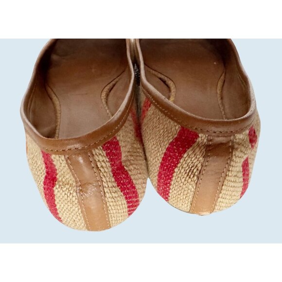 TORY BURCH Reva Raffia Woven Plaid Ballet Flats Size 7.5 - Picture 6 of 8